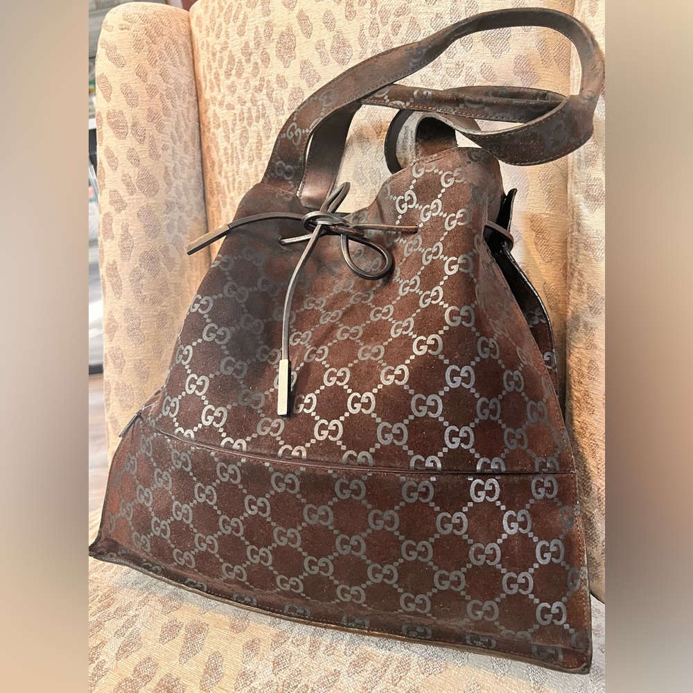 Rare Vintage Gucci Suede GG bag